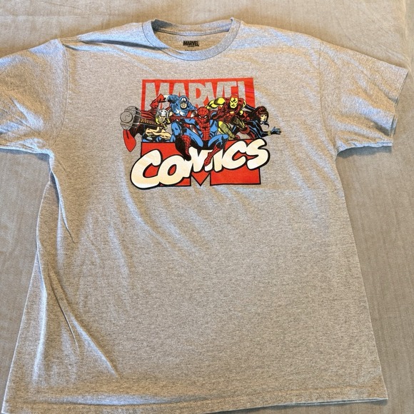 Marvel Other - Marvel Comics T Shirt Adult Large Gray Spider Man Iron Man Avengers Graphic